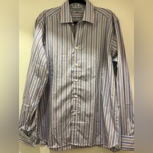 Men’s Large (Size 4) Ted Baker London Striped Long Sleeve Button Up Dress Shirt
